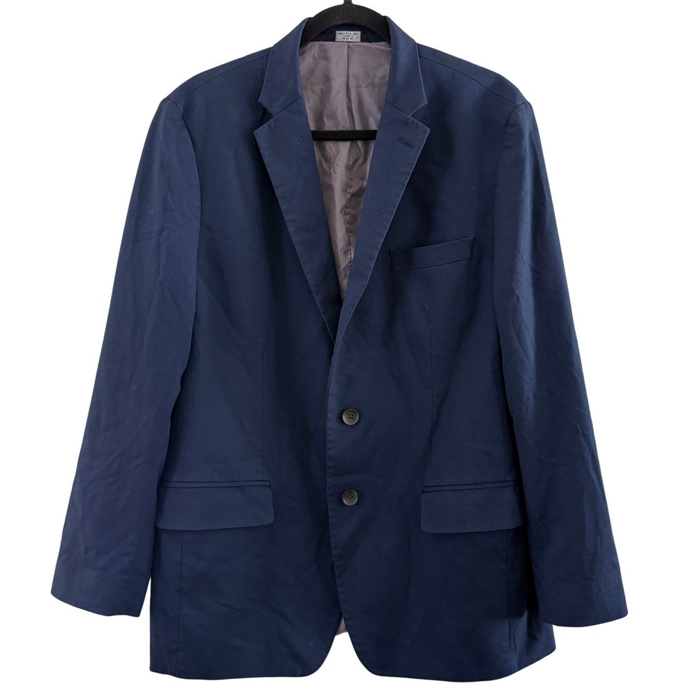 Haggar H26 Mens Navy Blue Tailored Fit 2 Button Blazer Sport Coat 42R